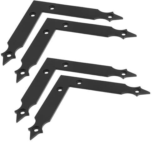 WRITWAA Dekorative Halterung für Garagentor 4er Set L förmig Kohlenstoffstahl Schwarz mit Schraubenbefestigung 125x125x3mm für Fensterläden und Bauernhäuser