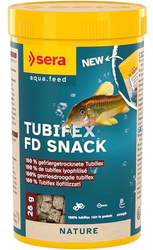 sera FD Tubifex Nature 250 ml (28 g) – det proteinrika godiset för extra energi – fiskfoder för akvarium med mycket hög återvinningsbarhet, därför mindre alger, pansarhavskatt gillar att gräva efter