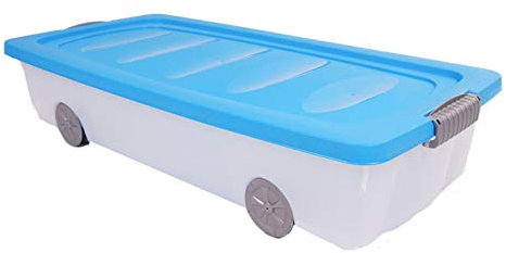 Spetebo Unterbettkommode mit Rollen 40 Liter - Aufbewahrungsbox ca. 80 cm x 40 cm x 17 cm - Unterbett Box aus Kunststoff rollbar