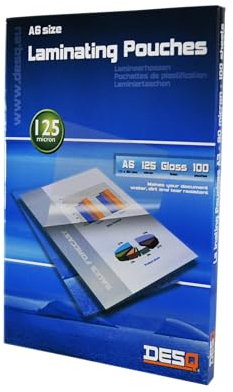DESQ® Laminierfolie - DIN A6, 125 Mikron, Glänzend, mit abgerundeten Ecken, Laminiertaschen, 100 Stück, 111 x 154 mm, Premium