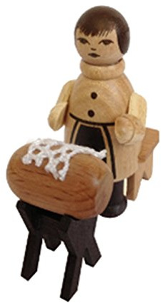 Rudolphs Schatzkiste Miniaturfigur Klöpplerin Natur Höhe=6cm NEU Seiffen Erzgebirge Dekoration Holzfiguren Weihnachten Fensterschmuck Spielzeug Deko Weihnachtsfigur