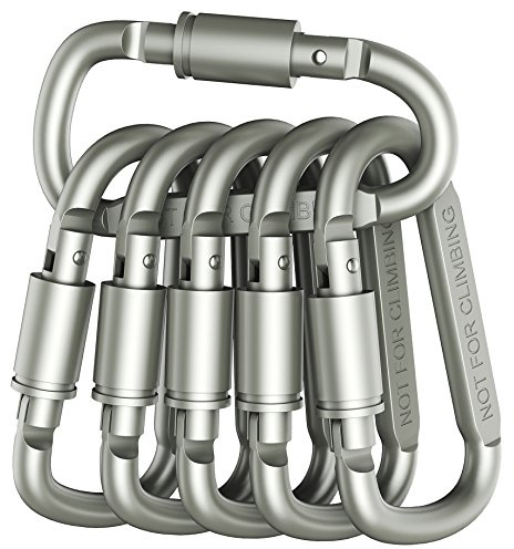 Outmate Premium Aluminum D-Ring Locking Carabiners (Pack of 6) - Lightweight & Durable for Hiking, Camping, Keychains, Dog Leashes & More - NOT for Climbing