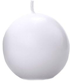 10 CANDELE bianche rotonde sferiche 6 cm