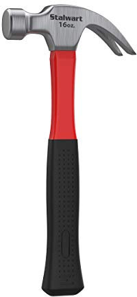 Stalwart Martillo de fibra de vidrio con mango de agarre cómodo y garra curvada de rasgadura, 16 onzas, herramienta duradera para reparación del hogar, bricolaje, construcción, carpintería (rojo)