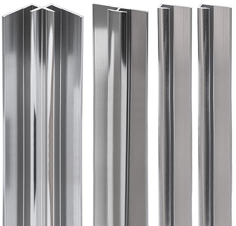 Schulte DecoDesign Profilset, 210 cm, Chromoptik, Verbindungsprofile für Duschrückwände und Wandverkleidung bis 3 mm, EP1901121 41, 2 x Endprofil, 1 x Eckverbinder in Ecke, 1 x Flächenverbinder