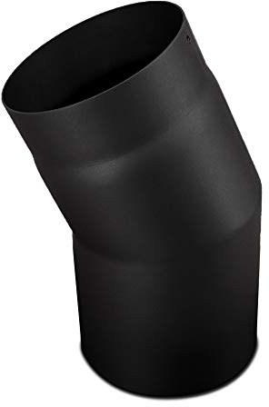 LANZZAS Ofenrohr Bogen 22° starr - im Durchmesser Ø 150 mm - Farbe: schwarz - Rauchrohr/Knie Bogen