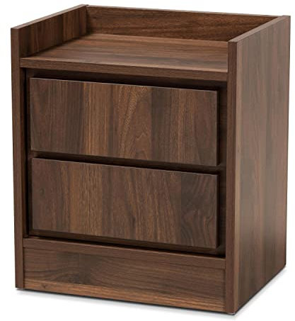 Baxton Studio Hale Table de chevet 2 tiroirs en bois finition marron noyer