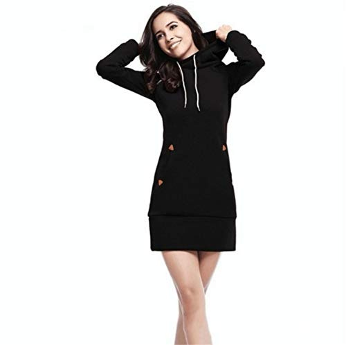 Heiguonvshi Damen Hoodie Sweatkleid Große Größen Kapuzenpullover Lange Tops Casual Tunicken Jumper Langarm Sweatshirt Pulli Kleider XL