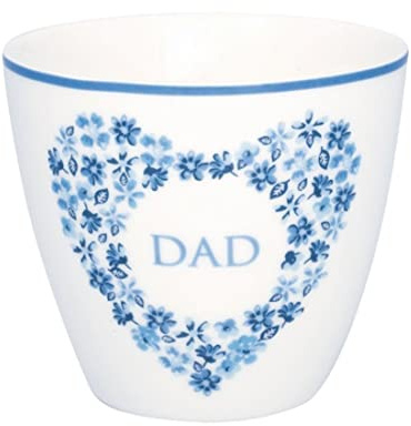 GreenGate - Latte Cup, Becher, Kaffeebecher - Dad Heart - Keramik - Farbe: blue/blau - (ØxH) 10 x 9 cm
