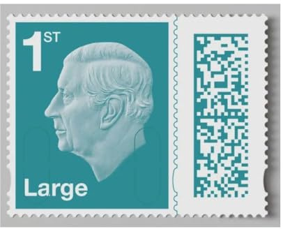 Royal Mail Ltd 8 x 1st Class Large Letter BARCODED Self Adhesive Postage Stamps
