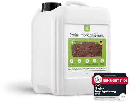 eco:fy Steinimprägnierung Imprägniermittel Versiegelung Stein Beton Pflastersteine Fassade gegen Grünbelag und Einschmutzung Transparent Lösemittelfrei PFC-frei Atmungsaktiv (5 Liter)