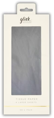 Glick 4 Bögen graues Seidenpapier, jedes Blatt misst geöffnet 750 mm x 500 mm, Seidenpapier grau für Geschenkverpackungen und andere Kunst- und Bastelarbeiten
