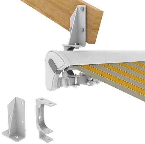 Leudus LUP060 & LUP059, 40mm, Stahl, 1 Set, weiß, Dachsparrenhalter mit Decken- und Wandhalterung für Markisen