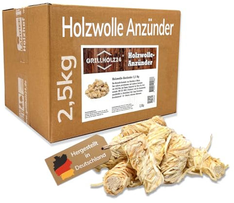 Landree Holzwolle Anzünder 220 STK, Kaminanzünder aus Naturholz & Wachs, paraffinfreie Anzündwolle für Kamin, Ofen, Feuerschale, Grillanzünder, 8+ Min Brenndauer, geruchsneutral, 2,5 kg