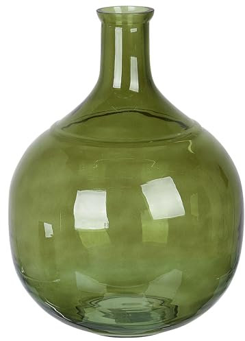 Blumenvase Glas grün 34 cm Tischdeko Ballonvase Flaschenvase Boho Modern Achaar
