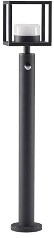 Lucande Außenleuchte Timio mit Bewegungsmelder (spritzwassergeschützt (Modern) in Alu aus Aluminium (1 flammig, GX53) - Wegeleuchte Pollerleuchte Wegelampe Sockelleuchte