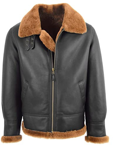 House Of Leather Herren Herren Klassische B3 Original Schaffell Jacke Real Shearling Flying Bomber Aviator Kyoto, Braun (Ingwer Shearling), XXL