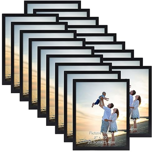 EYMPEU Bilderrahmen 20x25 CM 18er-Set, für Wand und Tisch, geeignet für den Einsatz in Büros und Wohnungen, Schwarz
