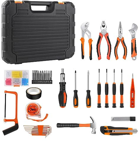 Kit de herramientas de mantenimiento de acero para el hogar, kit de herramientas manuales para el hogar, kit de reparación de coche, herramienta de llave inglesa para garaje, reparación del hogar