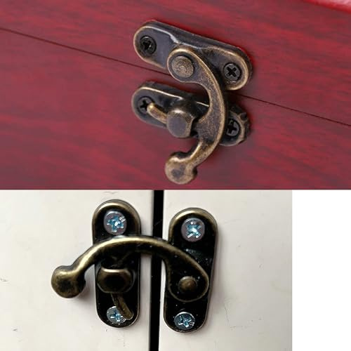 YINSHIU 12PCS Antike Knüpfhaken Box Verschluss Haken Türhaken Schloss Riegel Haken Bronze Band Schrauben