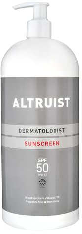 Altruist Dermatologist Sonnenschutz LSF 50, 5-Sterne Ultra UVA PPD 39, vegan, parfümfrei, wasserfest, für empfindliche Haut, 1-Liter-Flasche