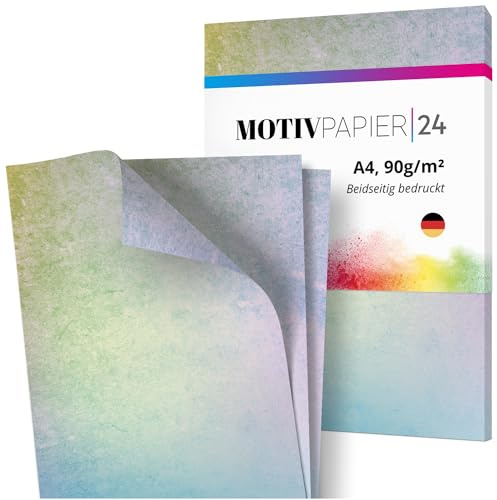 Einladungskarten Manufaktur Hamburg 60 Blatt Briefpapier Set beidseitig bedruckt Motivpapier Papier A4 Druckerpapier 90g/m² Bunter Verlauf Rosa Grün Blau Türkis Edel Basteln Bastelpapier