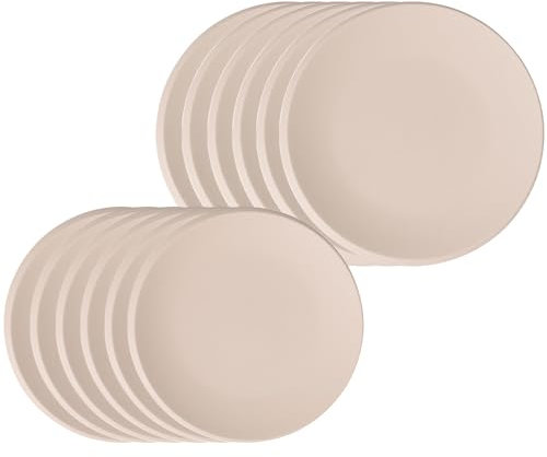 Villeroy & Boch NewMoon Service de table, beige, 12 pièces, assiettes plates (27 cm) et assiettes à petit-déjeuner (24 cm) pour 6 personnes, porcelaine de qualité supérieure