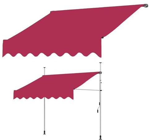 Markisenbespannung Ersatzstoffe Für Markisen, Klemmmarkise Ersatz Markisentuch, UV-beständig Polyester, 200cm 250cm 300cm 400cm, Für Sonnenschutz Im Freien(Red,350cm)