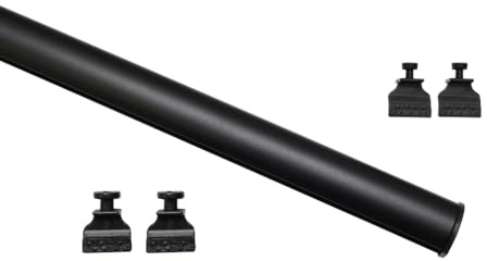 GARDINIA Unterprofil zum Klipsen für Flächenvorhänge und Gardinen, Paneelwagen, Inklusive Klebestreifen und 2 Paar Gleiter, Aluminium, 60 cm, Schwarz matt