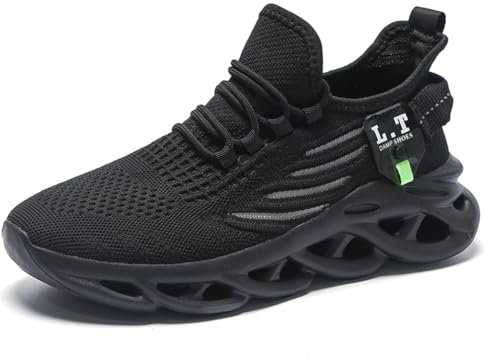 ZDFQLGV löparskor för män sneakers sportskor sneakers promenadskor andas gummisulor spiralgolv fitness jogging sko, svart, 45 EU