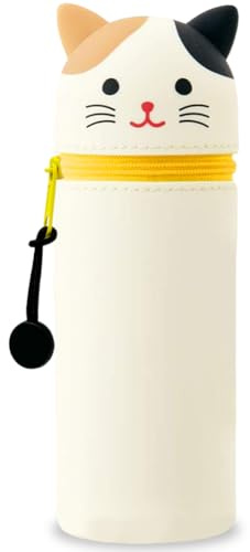 GDFJBG 2-in-1 Silikon Federmäppchen, Kawaii,Tischstifthalter Federtasche Tischstifthalter, Reißverschluss, Silikon, Stiftetasche Buntstifte Marker (Schildpatt-Katze)