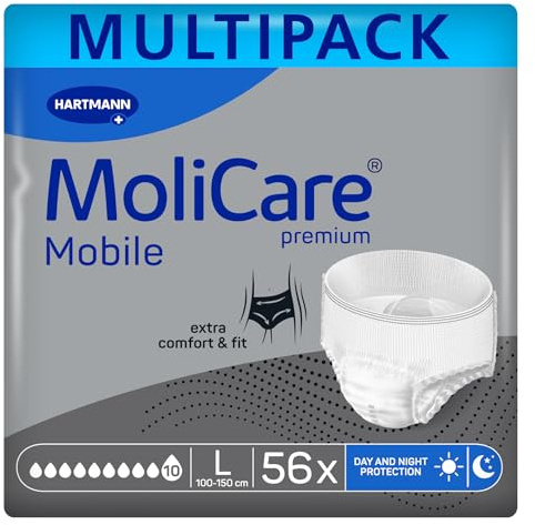 MoliCare premium Mobile 10 Tropfen Inkontinenzhosen | Größe L | 56 St.