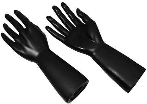 TIDTALEO 2 Stück Handmodellierter Schmuckständer aus Kunststoff Realistischer Schaufensterpuppe Arm in Schwarz Stabiler Sockel Geeignet für Ringe Uhren und Armbänder Dekoration