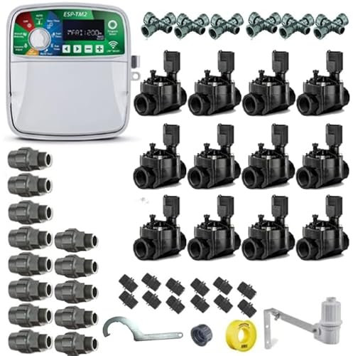 Suinga Confezione di irrigazione automatica 12 zone di irrigazione elettrica | irrigazione automatica per giardino | Timer di irrigazione elettrico | Include programmatore ed elettrovalvole