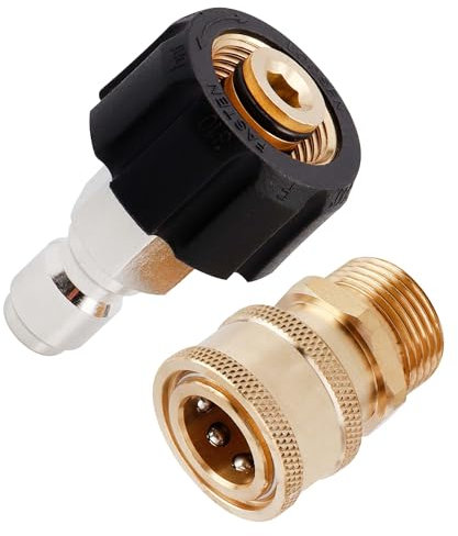 Yakamoz Pressure Washer Quick Connect Fitting Kit, Washer Gun Adapter M22 14mm to 3/8 Inch Garden Hose Quick Connector, 4500PSI