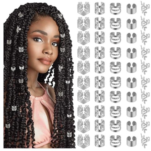 TSUOUKL 28 Accessori per Dreadlock e Trecce, Perline Clip Metalliche Spirale per Capelli (Uomo/Donna)