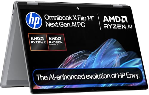 HP OmniBook X Flip NGAI 14 Laptop | CoPilot+ PC | AMD Ryzen AI 5 340 Processor | 16GB RAM | 512GB SSD | AMD Radeon 840M Graphics | 2K Touchscreen | Up to 19.5 Hrs Battery | Windows 11 | 14-fk0004sa