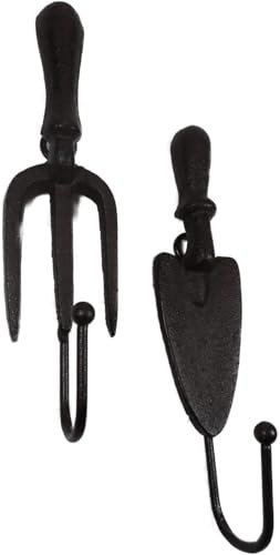2er Set Garderobe Schaufel & Harke je 21 x 6 x 5 cm Gusseisen Haken Kleiderhaken Figur Deko B-G K 64