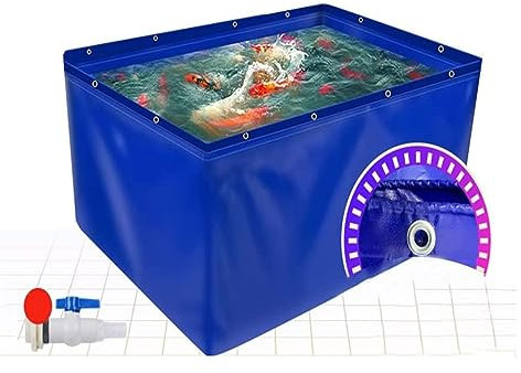 DECAKE PVC-Segeltuchteiche mit Ablassventil, großer Aquarium-Poolteich, temporärer Sammelbehälter für Salzwasserfische, 0,5 mm Plane, temporärer Wasserspeicherpool für Salzwasserfische, F
