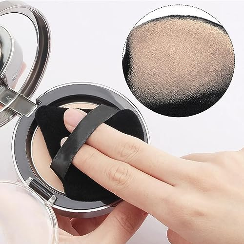 BRRNOO Ansiktsmakeup Svamp Pulver Puffar 6 Pack, Triangulära och Runda Sidor, Våt och Torr Användning, Mjuk och Bekväm, Grepprem, återanvändbar, Svart och Rosröd