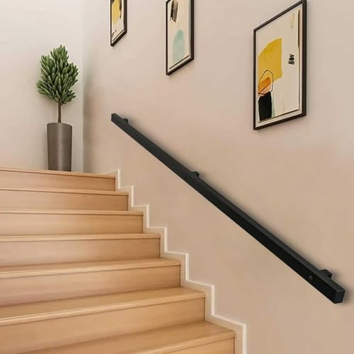 Kit per scale industriali in ferro battuto nero, da 1 m a 4 m, barra di sicurezza di sicurezza per interni ed esterni, corrimano durevole per scale moderne (510 cm)