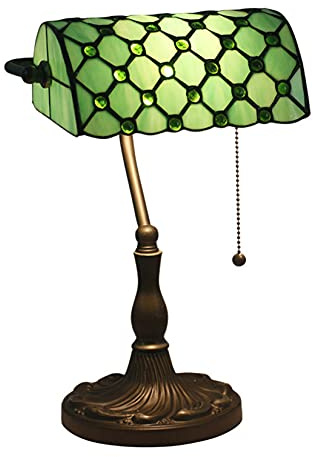 Lampada da banchiere, Lampada, Lampada in Vetro colorato, Lampada da Tavolo con Paralume con Perline di, Lampada da Lettura per Pianoforte da scrivania Vintage da Ufficio, Interruttore a Catena, Base