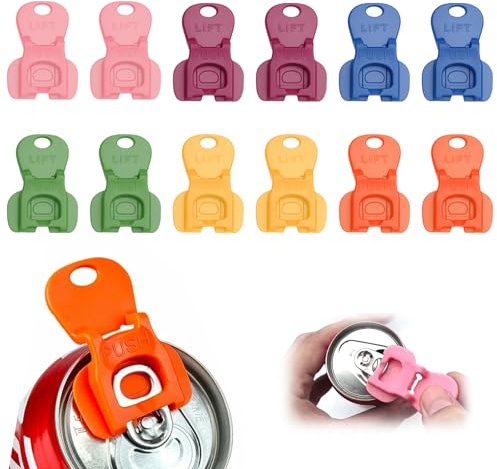 12pcs Apriscatole per Lattine Apriscatole per Bevande Tappi per Lattine Bibite Birra Lattina Succo di Frutta Adatto a Tutte le Lattine di Bevande Impedisce Efficacemente L'Ingresso di Polvere Insetti