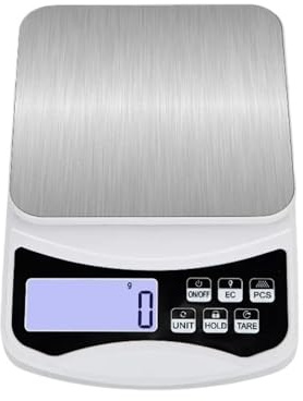 Bilancia da cucina digitale elettrica multifunzione da 5 kg/0,1 g, con display, bilancia di misurazione impermeabile ad alta precisione, in acciaio inossidabile(0.1g 5kg)