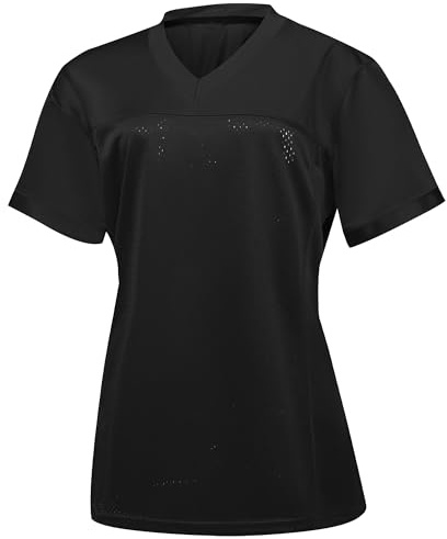 XVNDJ Women’s Blank Football Jersey, Ladies Mesh Athletic Football Shirts, American Football Jerseys for Adults S-2XL (US, Alpha, Medium, Regular, Regular, Black)