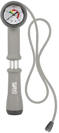 RHINO TECH Handpumpe für Ausdehnungsgefäße, mit Manometer 3 bar (40 PSI), Doppelhub, Schlauch 70 cm.