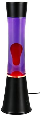 Reality Leuchten Lavalampe Etna R50559192, Metall Schwarz matt, Glas klar, Wachs rot, inkl. 21 Watt LED