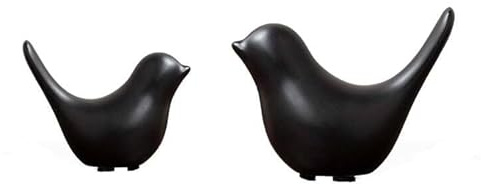 Moaobooh 2 piezas de estatua de pájaro, moderno animal esculturas de cerámica para el hogar, decoración para adornos, sala de estar, dormitorio, oficina, escritorio, armarios (negro)
