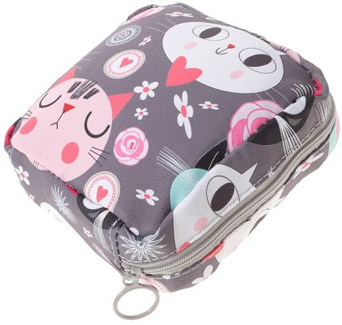 STAHAD Bolsa para Toallas Sanitarias Pequeña Estampado de Gato, Portátil y Multifuncional, Adecuado para Viaje y Almacenamiento Higiénico de Compresas Femeninas