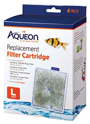 Aqueon Replacement Filter Cartridges Large (6 pack), Ensure Even Distribution of Activated Carbon, 25% More Activated Carbon, Easy Installation
